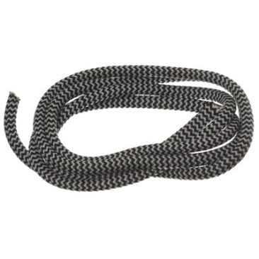 Corde à voile / cordelette, diamètre 5 mm, longueur 1 m, rayée noir et blanc