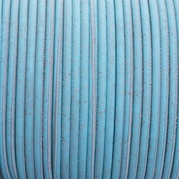 Cork ribbon, diameter 5 mm, length 1 m, turquoise