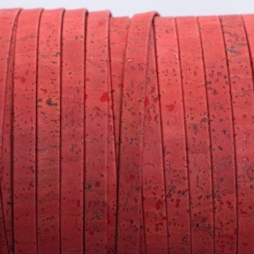 Korkband, flach, Breite 10 mm, Länge 1 m, rot