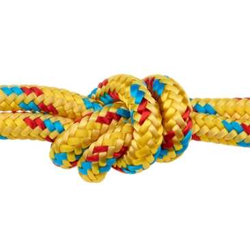 Climbing rope rope, diameter 6 mm, 16-plait, polyamide, yellow-red-blue, length 1 m