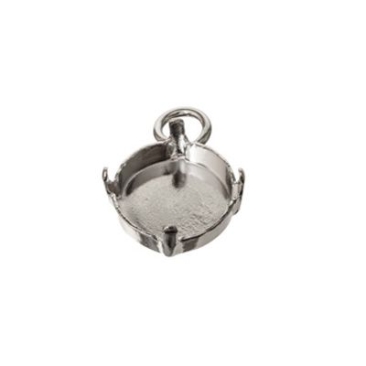 Claw cup with eyelet, bottom closed, setting for Preciosa Rivoli 12 mm, silver-coloured
