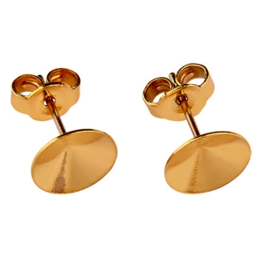 Pair of stud earrings with titanium pin and adhesive mount for Rivoli SS39 with stopper, gold plated