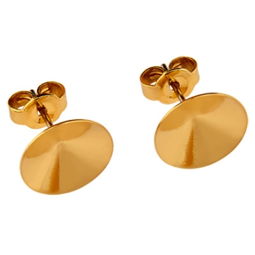 Pair of stud earrings with titanium pin and adhesive mount for Rivoli SS47 with stopper, gold plated