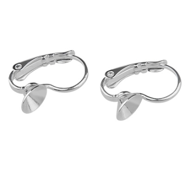 Pair of earrings with brisur and glue mount for chatons SS29, silver plated