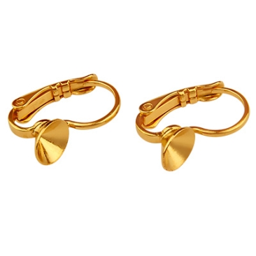Pair of earrings with brisur and adhesive setting for chatons SS29, gold plated