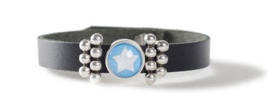 Leder-Armband mit Sliderperlen einfach Stern Blau