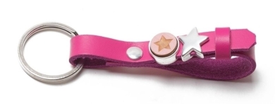 Schlüsselanhänger aus Lederband mit Slidern Pink