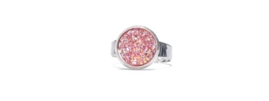 Ring mit Glitzercabochons Pink Crystal