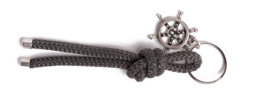 Maritimer Schlüsselanhänger aus Segeltau Knoten Dunkelgrau
