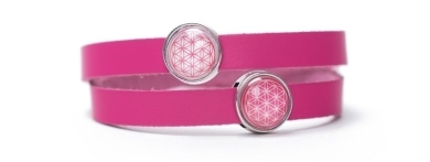 Armband mit Blume des Lebens Motiv und Slidern Pink