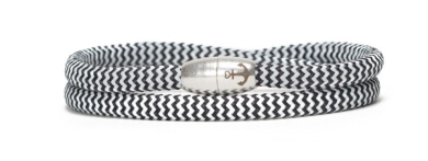 Doppeltes Armband mit Segelseil und Magnetverschluss schwarz gestreift