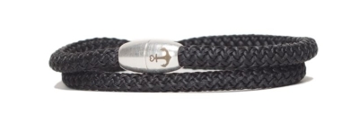 Doppeltes Armband mit Segelseil und Magnetverschluss schwarz