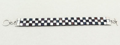 Gefädeltes Armband mit Tila-Perlen Crystal-Helio-Silber