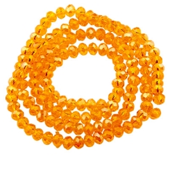 Strang Glasfacettperlen, Rondell, ca. 4,5 x 3,5 mm, komplett galvanisiert regenbogeneffekt, orange, Länge des Stranges ca. 46 cm