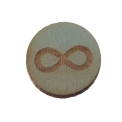 Holzcabochon, rund, Durchmesser 12 mm, Motiv Unendlichkeit, hellblau