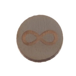 Holzcabochon, rund, Durchmesser 12 mm, Motiv Unendlichkeit, grau