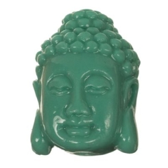 Perle Buddhakopf, 27 x 18 mm, Synthetische Koralle, türkisgrün