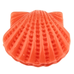 Resinperle Muschel, Farbe: Coral, 13,5 x 16 mm