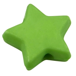 Kunststoffperle Stern, hellgrün, 9,5 x 9,5 x 3,5 mm, Bohrung: 0,5 mm