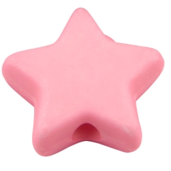 Kunststoffperle Stern, rosa, 9,5 x 9,5 x 3,5 mm, Bohrung: 0,5 mm