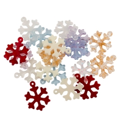 Mix Kunststoffanhänger Schneeflocke, farblich gemischt, 19,5x14,5x1,5 mm, Mix mit 20 Anhängern