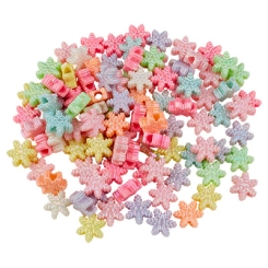 Kunststoffperlen Schneeflocke, farblich gemischt, 13x14,5x6 mm, Mix mit 100 Perlen