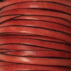 Breites Lederband, 5 mm x 1 mm, Länge 1 m, rot