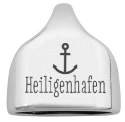 Endkappe mit Gravur "Heiligenhafen", 22,5 x 23 mm, versilbert, geeignet für 10 mm Segelseil