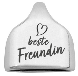 Endkappe mit Gravur "Beste Freundin", 22,5 x 23 mm, versilbert, geeignet für 10 mm Segelseil