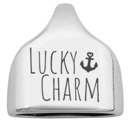 Endkappe mit Gravur "Lucky Charm", 22,5 x 23 mm, versilbert, geeignet für 10 mm Segelseil