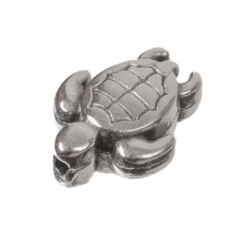 Metallperle Schildkröte, ca. 9 x 7 mm, versilbert