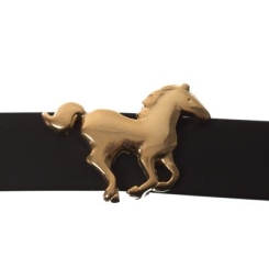 Metallperle Slider Pferd, vergoldet, ca. 22 x 14,5 mm