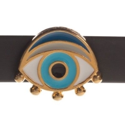 Metallperle Slider Auge vergoldet, ca. 40 x 20 mm, Durchmesser Fädelöffnung:  10,2 x 2,3 mm
