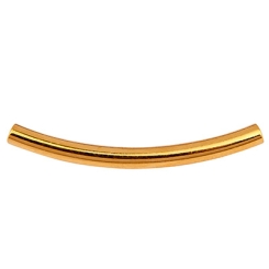 Metallperle gebogene Röhre, 35  x 3 mm, Innendurchmesser 2,4 mm, vergoldet