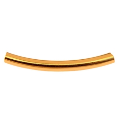 Metallperle gebogene Röhre, 30 x 3 mm, Innendurchmesser 2,4 mm, vergoldet