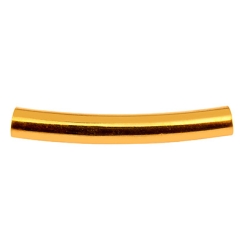 Metallperle gebogene Röhre, 20 x 3 mm, Innendurchmesser 2,4 mm, vergoldet