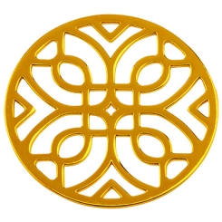 Metallanhänger Rund mit filigranen geometrischen Motiven, Durchmesser 44 mm, vergoldet