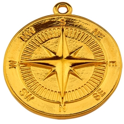 Metallanhänger Kompass, 38,5 x 34 mm, vergoldet