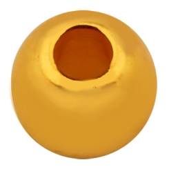 Metallperle Kugel, 3,0 x 3,5 mm, Lochdurchmesser 1,3mm, vergoldet