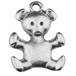 Metallanhänger Teddy, 41 x 29,5 mm, versilbert