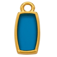 Metallanhänger Viereck, 6 x 13,5, Vitraux, Glasfarbe: blau, vergoldet