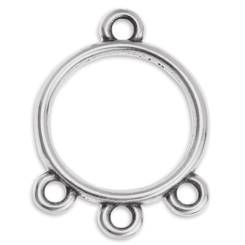 Metallanhänger Ring mit 3 Ösen, 14 x 19 mm, versilbert