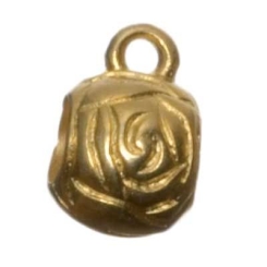 Metallperle mit Öse Rose, ca. 9 mm, vergoldet