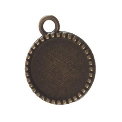 Anhänger/Fassung für Cabochons, rund 12 mm, beidseitig, antik bronzefarben