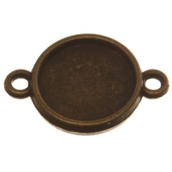Anhänger/Fassung für Cabochons, rund 12 mm, beidseitig, 2 Ösen, antik bronzefarben