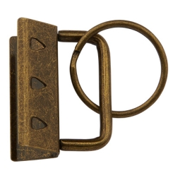 Schlüsselring Rohling  mit rundem Schlüsselring (Durchmesser 24 mm) und Bandklemme (Breite 32,5 mm), bronzefarben