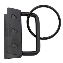 Schlüsselring Rohling  mit rundem Schlüsselring (Durchmesser 24 mm) und Bandklemme (Breite 32,5 mm), schwarz