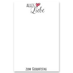 Schmuckkarte "Alles Liebe zum Geburtstag", hochkant, weiß, Größe 8,5 x 5,5 cm