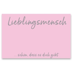 Schmuckkarte "Lieblingsmensch", quer, rosa, Größe 8,5 x 5,5 cm