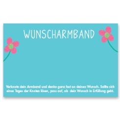 Schmuckkarte "Wunscharmband", quer, türkisblau, Größe 8,5 x 5,5 cm